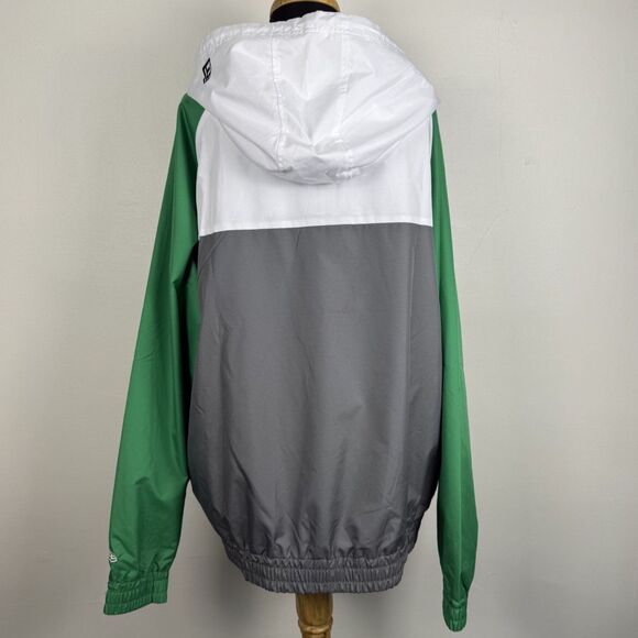 NWT Boston Celtics Ripstop Quarter-Zip Hoodie New Era NBA Windbreaker Gray/White - Picture 3 of 13